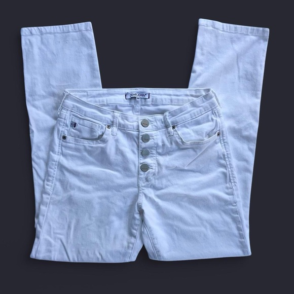Dear John Denim - Dear John White Mid Rise Jeans Slim Straight Button Up Optic White Size 26